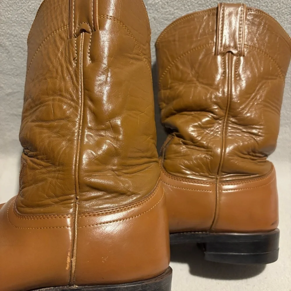 Justin Basic Roper Tan Boots size 7.5 C style L3884